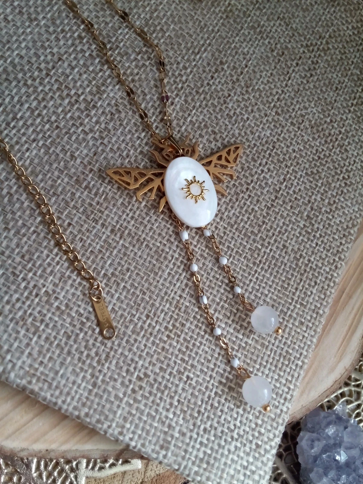 Collar de mariposa de nácar y piedra de luna – photo 3